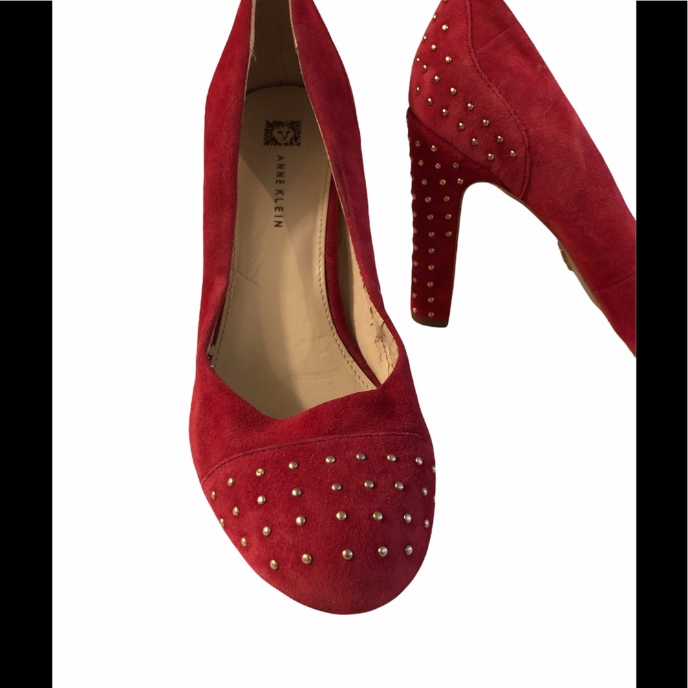 Anne Klein red studded shoes